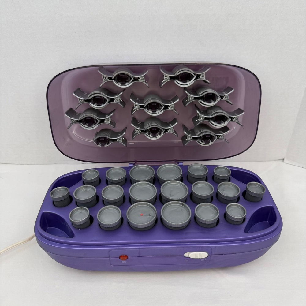 Hot Shot Tools Professional Hair Setter 20 Flocked Rollers Purple Tested Works